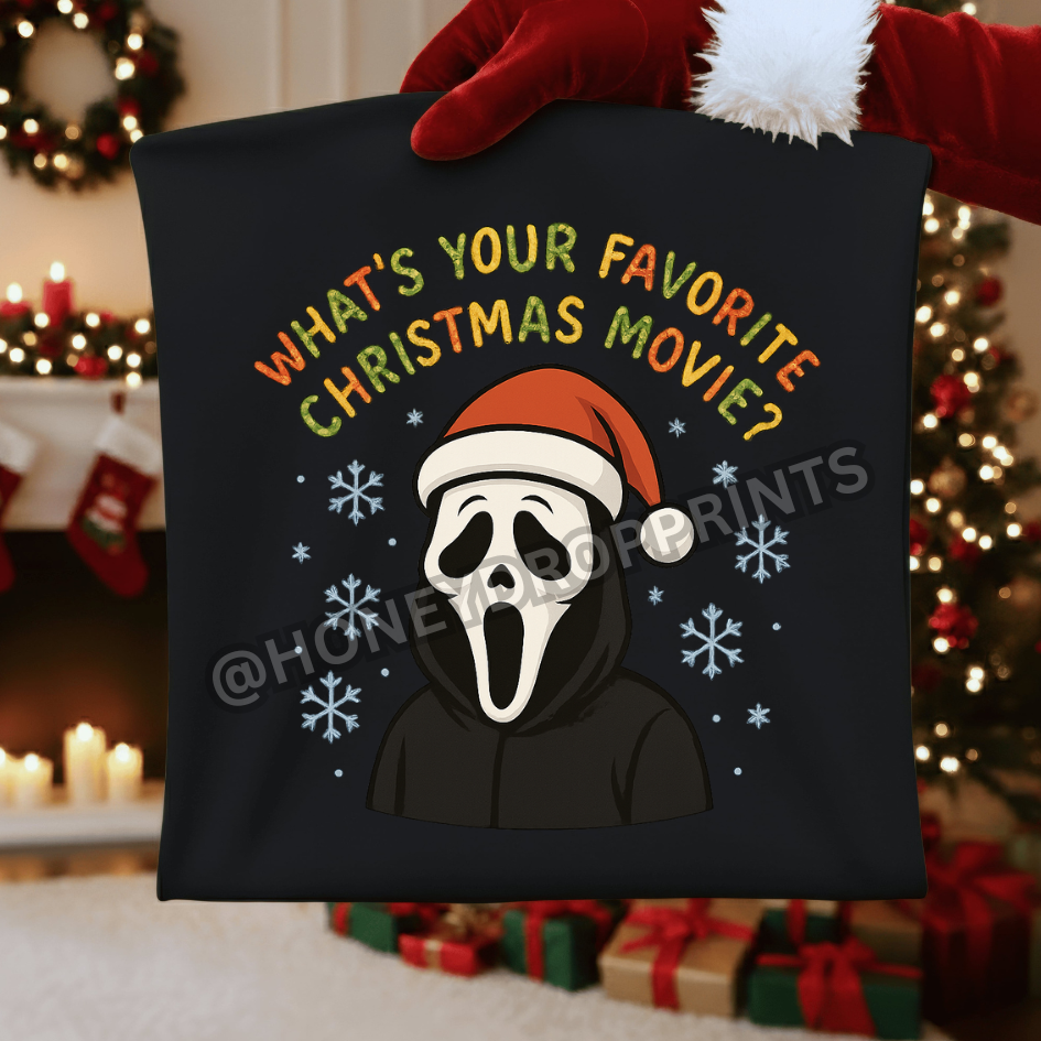 Ghostface “What’s Your Favorite Christmas Movie?” Christmas T-Shirt