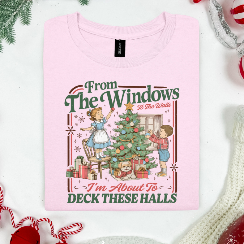 "From the Windows to the Walls” Vintage Christmas T-Shirt – Funny Holiday Retro Tee