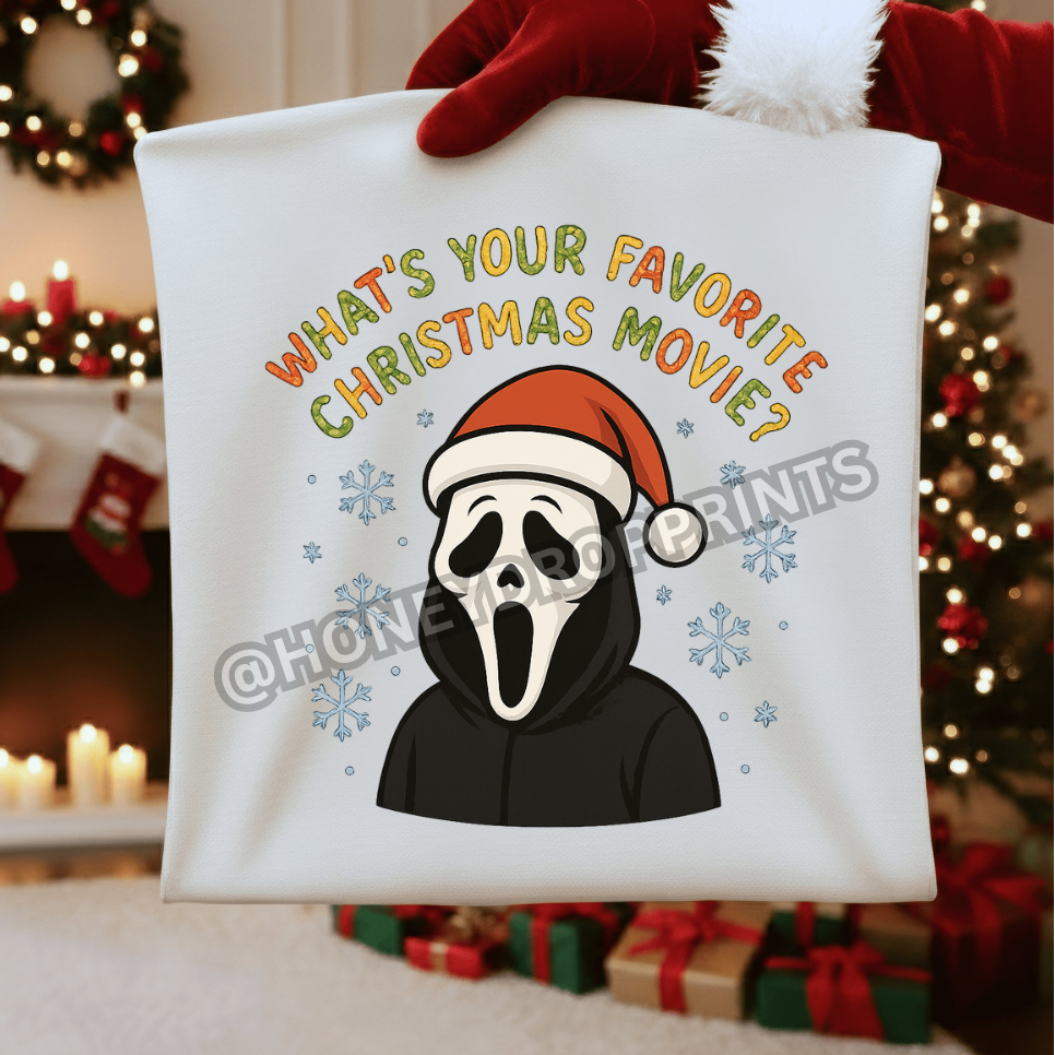 Ghostface “What’s Your Favorite Christmas Movie?” Christmas T-Shirt