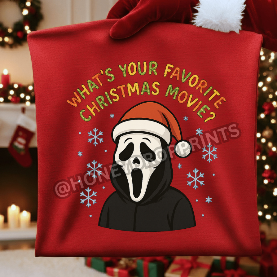 Ghostface “What’s Your Favorite Christmas Movie?” Christmas T-Shirt