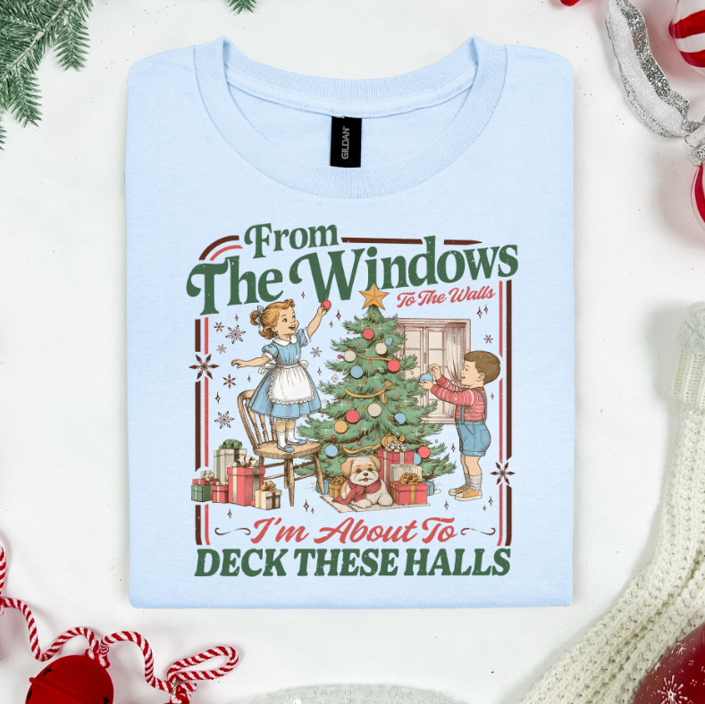 "From the Windows to the Walls” Vintage Christmas T-Shirt – Funny Holiday Retro Tee