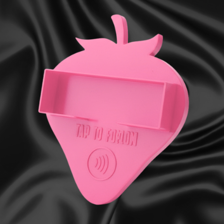 Strawberry NFC Tap to Follow Business Card Display