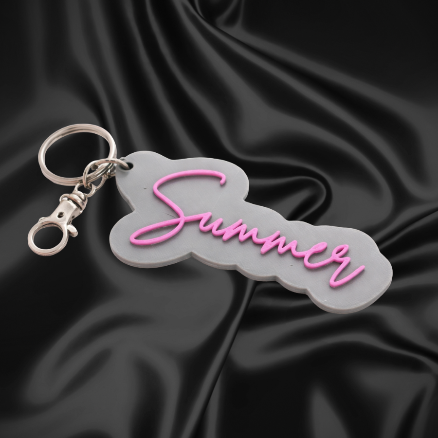Custom Name Keychain – Script Font (Two-Color 3D Printed)