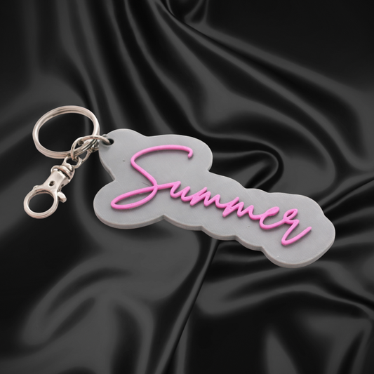 Custom Name Keychain – Script Font (Two-Color 3D Printed)
