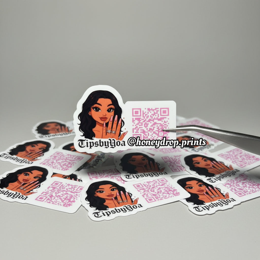 Glossy Or Matte Waterproof Vinyl QR Branding Stickers